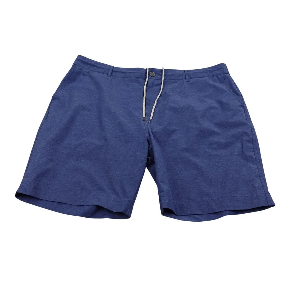 Faherty All Day Shorts Mens 42 Blue Drawstring Flat Front Pocket Comfort Organic